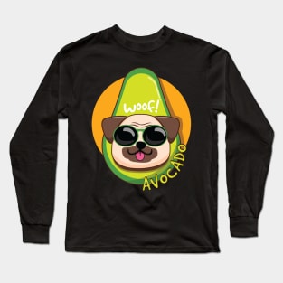 Yummy Avocado Pug Long Sleeve T-Shirt